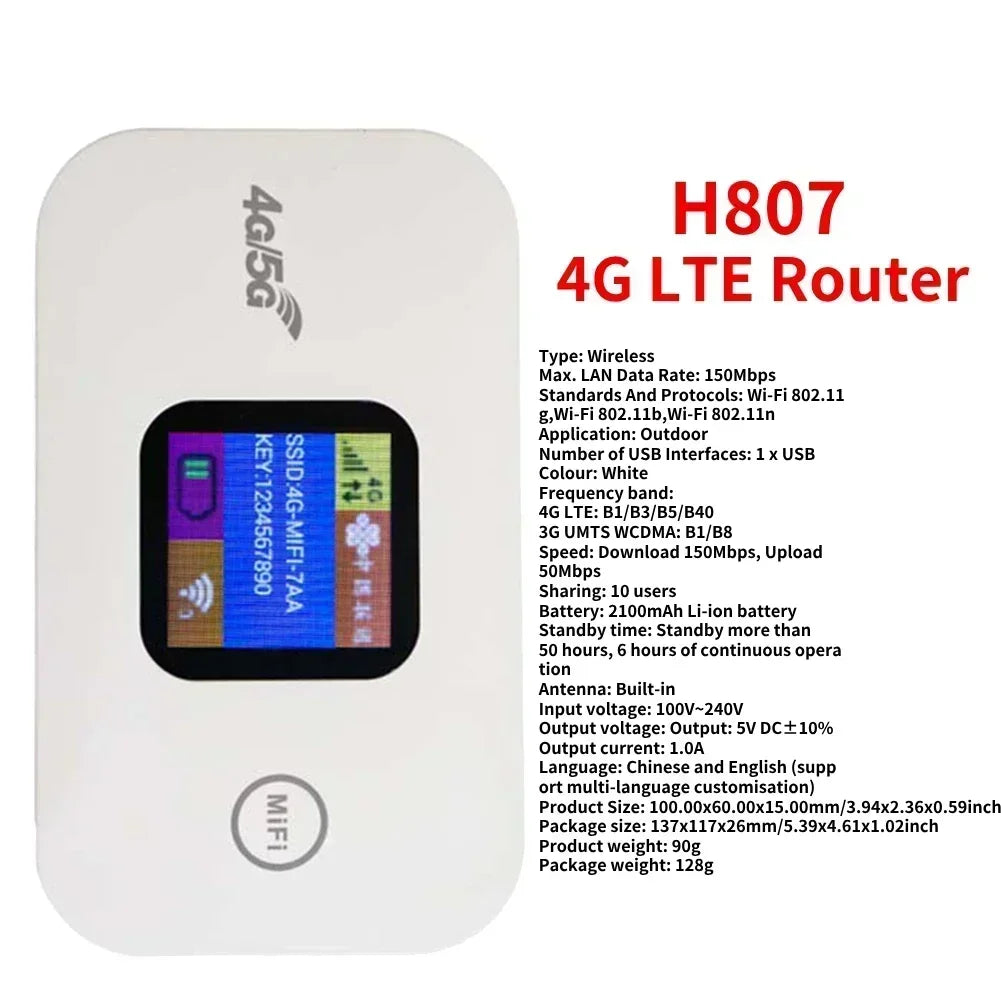 4G  WiFi 6 Mobile Hotspot Router Support 10 Users with SIM Card Slot Wireless Router Portable WiFi Hotspot for Home Travel