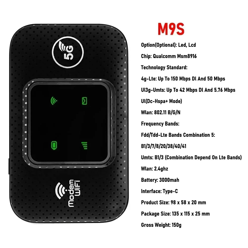 4G  WiFi 6 Mobile Hotspot Router Support 10 Users with SIM Card Slot Wireless Router Portable WiFi Hotspot for Home Travel