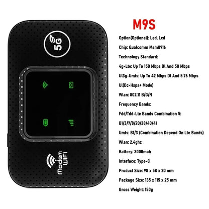 4G  WiFi 6 Mobile Hotspot Router Support 10 Users with SIM Card Slot Wireless Router Portable WiFi Hotspot for Home Travel