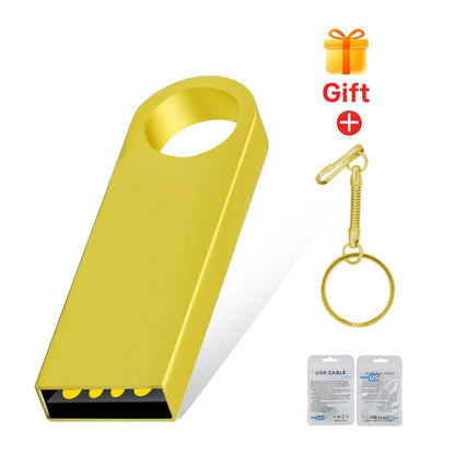 Metal USB 2.0 Flash Drive Pendrive 16GB 32GB 64GB High Speed Memory Stick U Disk 128GB Key Ring Gift 8GB