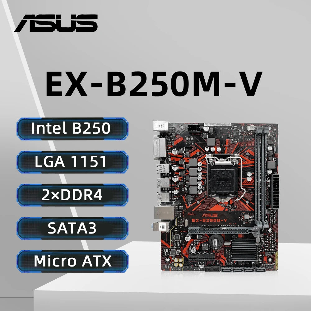 ASUS EX-B250M-V Motherboard Support I7 7700K 6700K I5-7600K 6500 I3-7350K 6300 CPU LGA1151 DDR4 2400MHz SATA NVME M.2 MATX