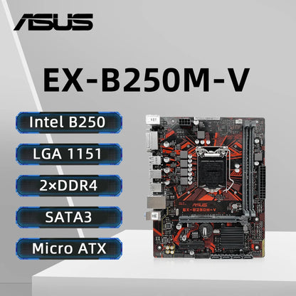ASUS EX-B250M-V Motherboard Support I7 7700K 6700K I5-7600K 6500 I3-7350K 6300 CPU LGA1151 DDR4 2400MHz SATA NVME M.2 MATX