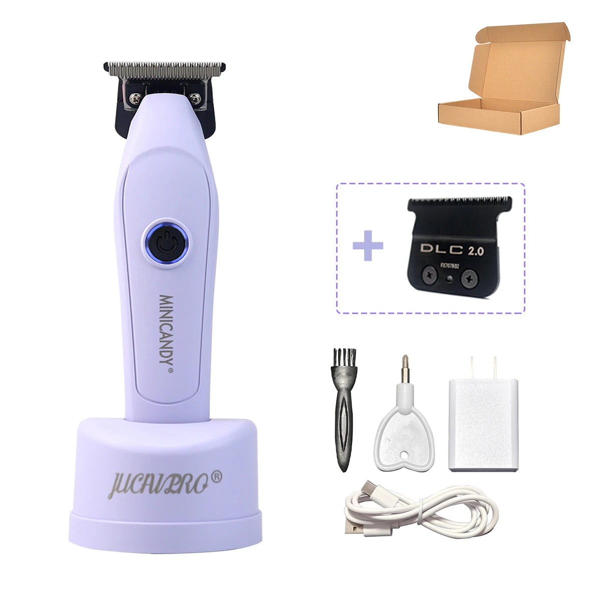 JUCAI MINICANDY JC08 Men's Hair Clipper DLC Zero Gapped Brushless Motor with Base Charger Professional Trimmer Finishing Machine