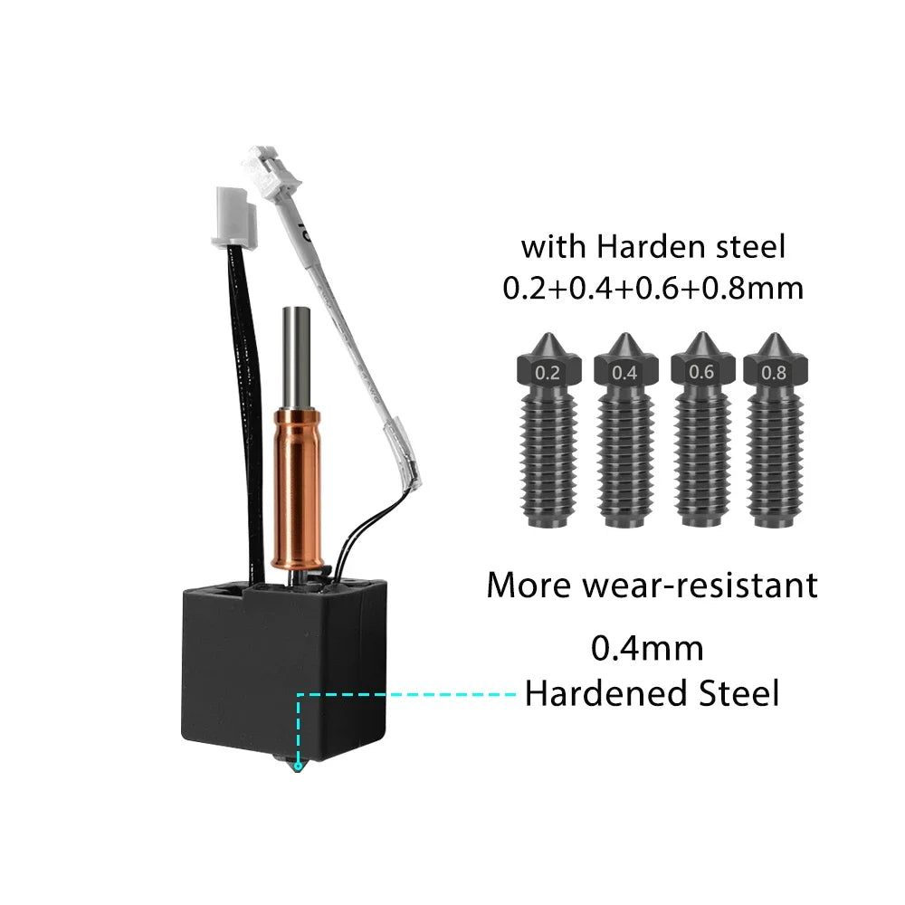 For Anycubic Kobra 3 V2 hotend 0.4mm Hardened Steel Brass Nozzle, Kobra 3 V2 Combo Accessories
