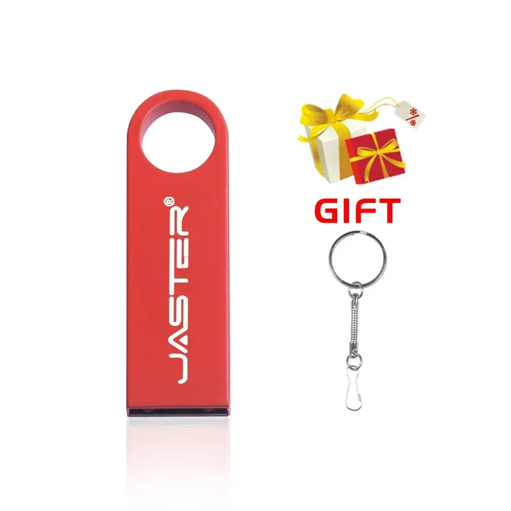 JASTER Metal USB 2.0 Flash Drives 128GB High Speed Pen Drive 64GB 32GB with Key Chain Memory Stick 16GB Creative Gift USB Stick