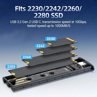M.2 SATA NVMe Enclosure 10Gbps External SSD Case Type C USB 3.1 Hard Drive Adapter M.2 2230 2242 2260 2280 Storage Box for PC