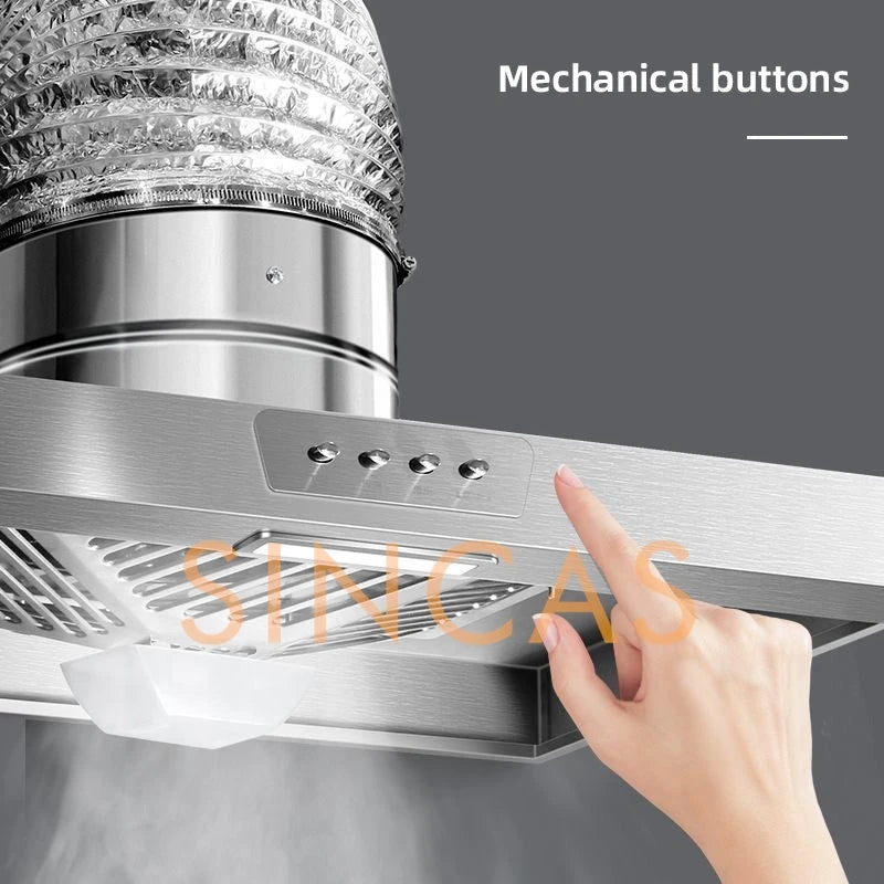 Stainless Steel Range Hood Exhaust Fan With Built In Light Kitchen Ventilation Extractor Fan For Stove Wall Mount Range Hood