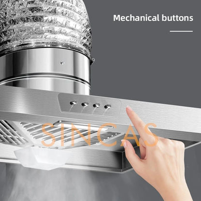 Stainless Steel Range Hood Exhaust Fan With Built In Light Kitchen Ventilation Extractor Fan For Stove Wall Mount Range Hood