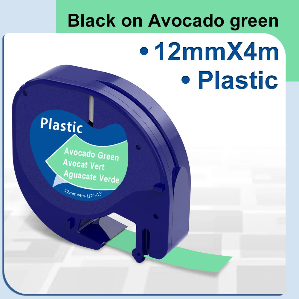 91200 91331 Compatible for Dymo Letra Tag Plastic Tape 12mm*4m Black on White LT 91331 12267 LT 91201 12267 for LT-100H LT-100
