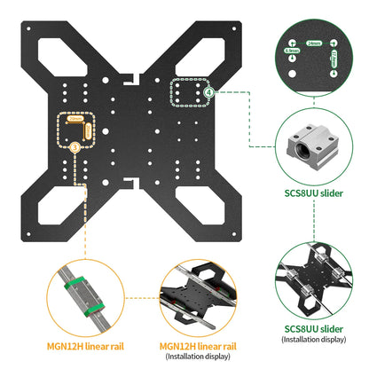 3D Printer Upgrade Y Axis Hot Bed Support Plate 3D Parts for 310mm Aluminum Heatbed Hotbed Platform compatibility Linear Rail
