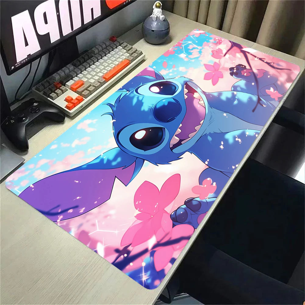 Cute Anime Stitch Mousepad Locking Edge Non-slip Mouse Pad HD Printing Computer Gamers Mausepad XXL Keyboard E-Sports Deskmat