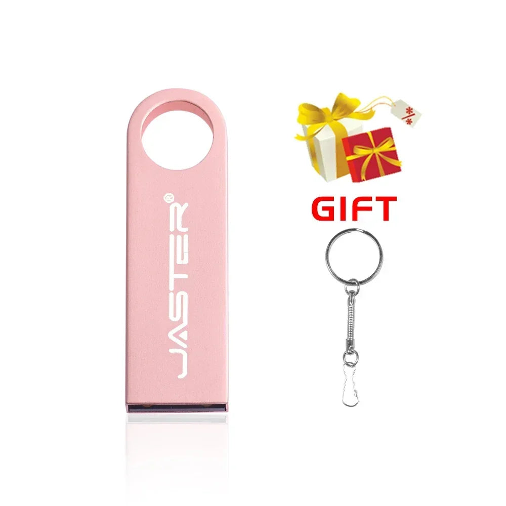 JASTER Metal USB 2.0 Flash Drives 128GB High Speed Pen Drive 64GB 32GB with Key Chain Memory Stick 16GB Creative Gift USB Stick