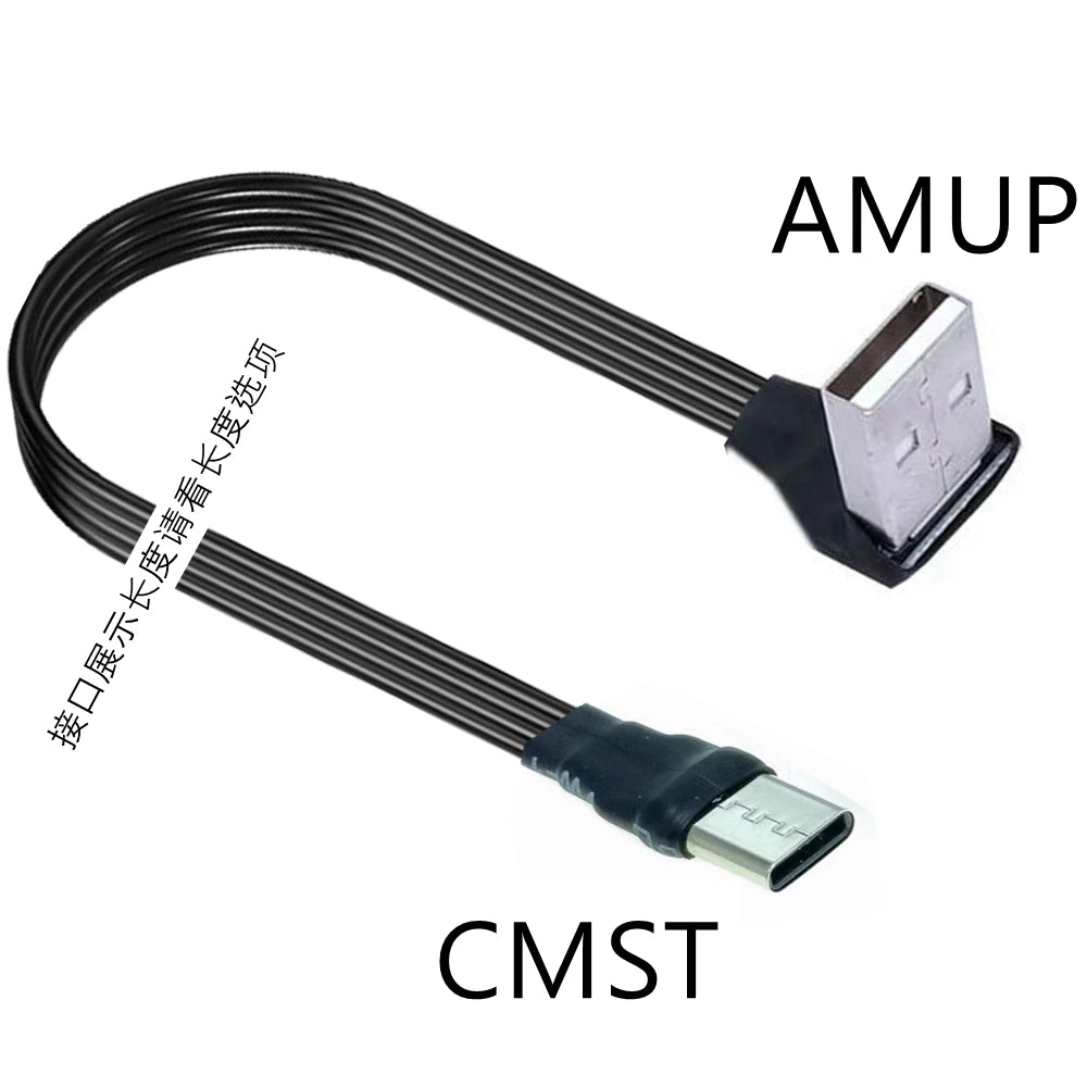 2M 3M USB-C Type C Male straighten/UP Down Angled 90 Degree to USB 2.0 Male Data Cable USB Type-c Flat Cable 0.1m/0.2m/0.5m/1m