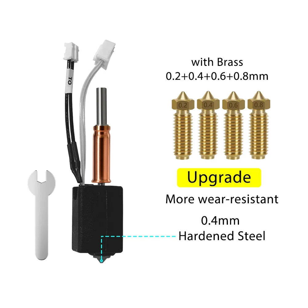 For Anycubic Kobra 3 V2 hotend 0.4mm Hardened Steel Brass Nozzle, Kobra 3 V2 Combo Accessories