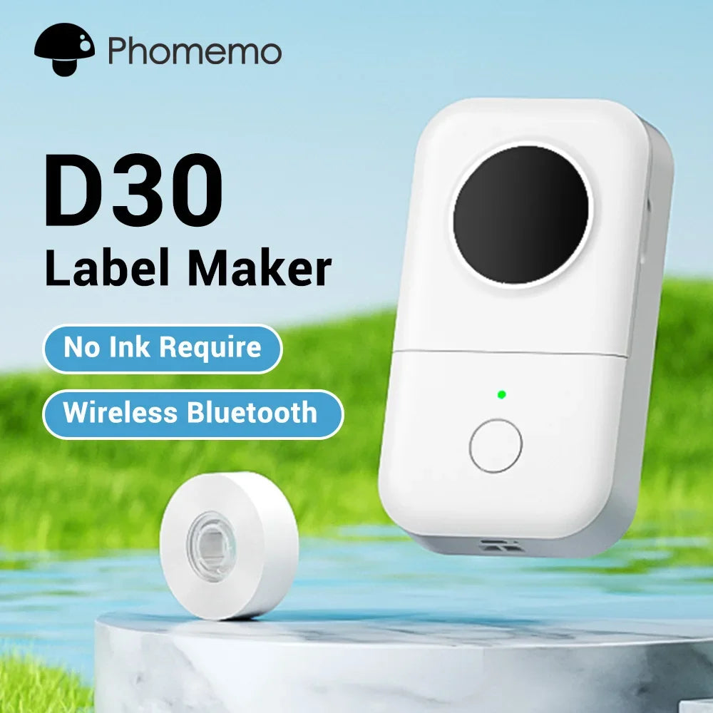 Phomemo D30 Label Printer Mini Printer Pocket Thermal Label Maker Wireless Sticker Pocket Portable Printer Various Label Paper