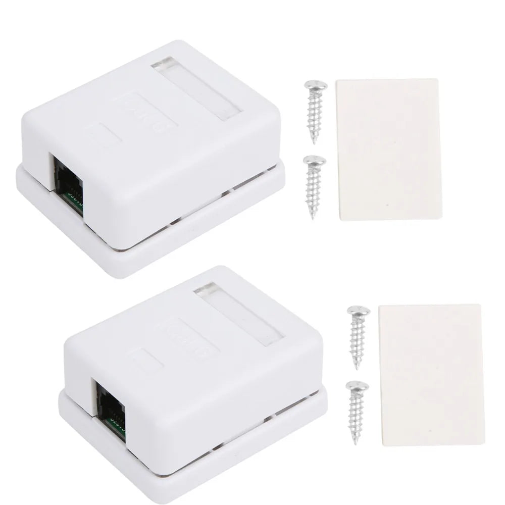 2Pcs Cat6 RJ45 Surface Mount Box Non-Shielded Single Port Surface Mount Box RJ45-8P8C ABS Single Port Mount Box Network