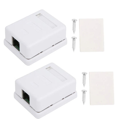 2Pcs Cat6 RJ45 Surface Mount Box Non-Shielded Single Port Surface Mount Box RJ45-8P8C ABS Single Port Mount Box Network