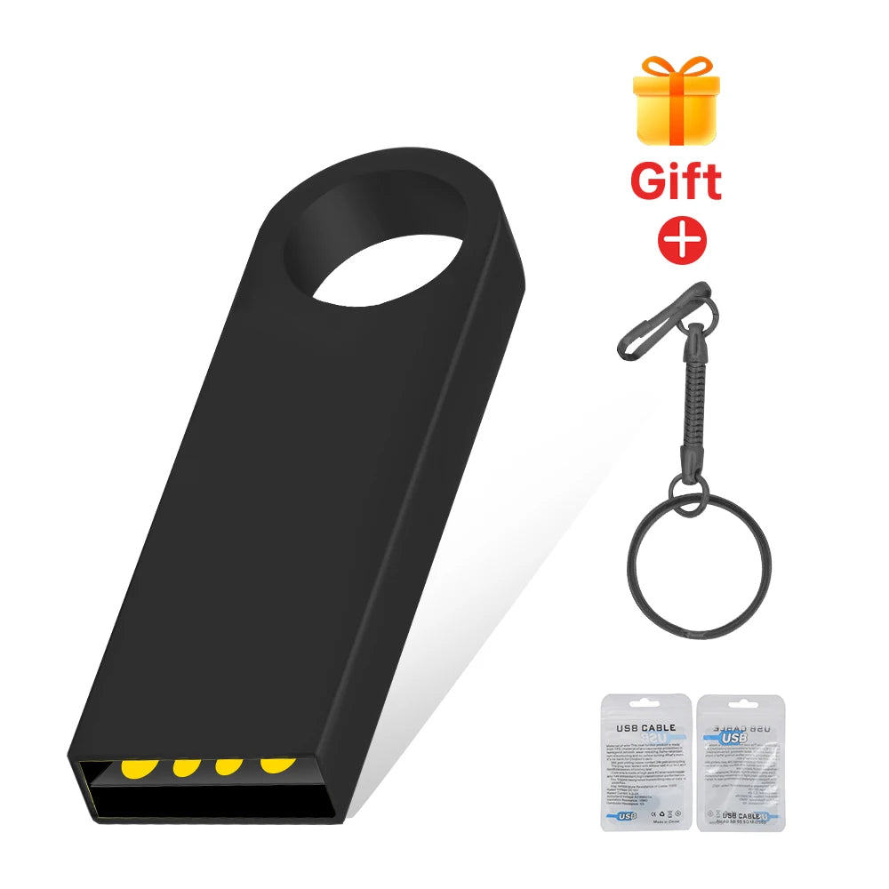 Metal USB 2.0 Flash Drive Pendrive 16GB 32GB 64GB High Speed Memory Stick U Disk 128GB Key Ring Gift 8GB