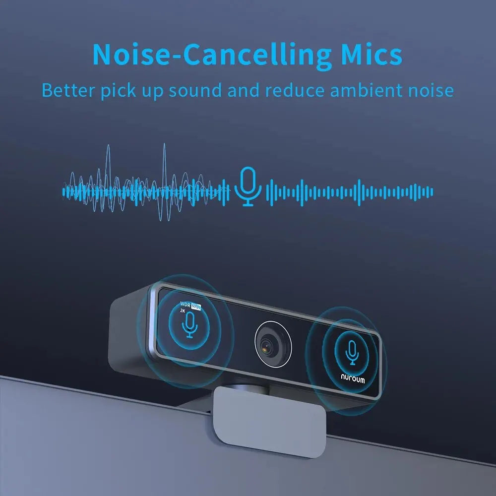 NUROUM V11 Webcam 1080P 60FPS Supports 2K 30FPS Dual Noise Cancelling Mic Mini USB Camera For Laptop Zoom Streaming Video Call