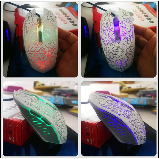 Protable Wired Gaming Mouse USB Port Ergonomic 2400 DPI Adjustable RGB Optical Comfortable Grip for Gaming Computer Accessories
