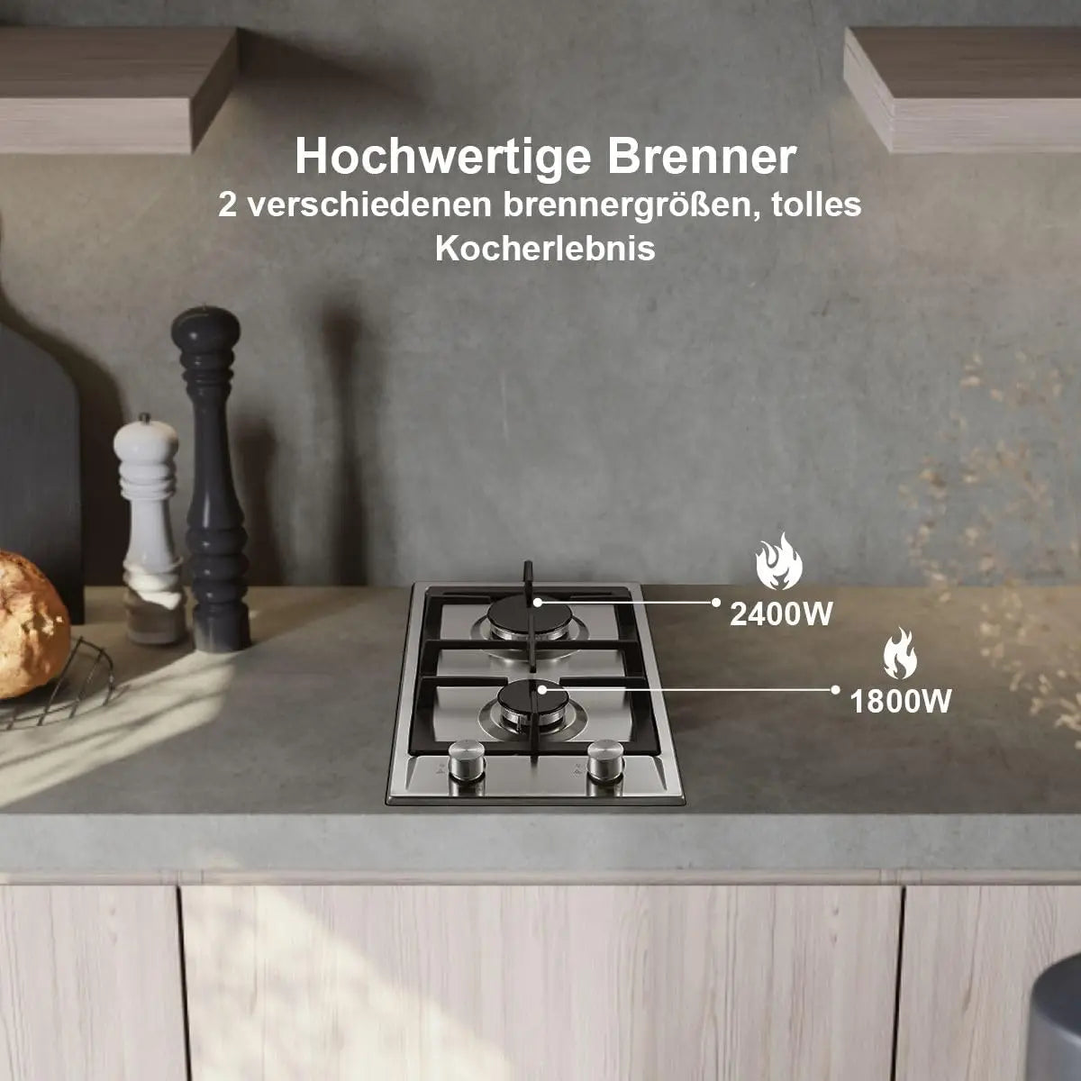 TopStrong  2-burner Stainless Steel with Automatic Flame Protection, Natural Gas Propane Built-in Gas Hob YYEUGCT-S02