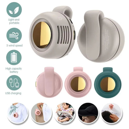 Portable Fan Mini Handheld Rechargeable Bladeless Electric Fan Clip Waist Fan Suitable for Outdoor Ventilation Desktop Small Fan