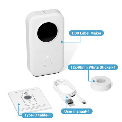 Phomemo D30 Label Printer Mini Printer Pocket Thermal Label Maker Wireless Sticker Pocket Portable Printer Various Label Paper