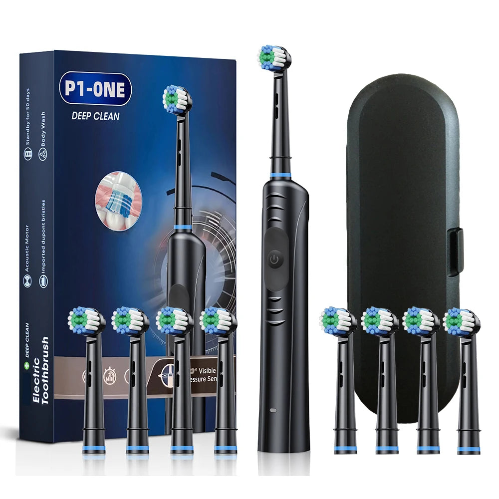 Electric Toothbrush Rotating Rechargeable Rotary Electric Toothbrush with Timer Electric Tooth Brush with 8 Brush