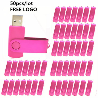 50pcs/lot Metal Usb Flash Drive 128GB Pendrive 64gb Cle High Speed Memoria Usb Stick 32GB 16GB 4GB Pen Drive Free Custom Logo