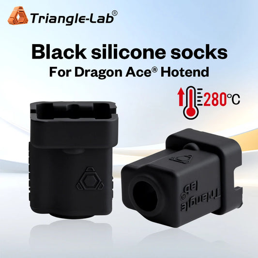 Trianglelab® Dragon Ace® Black Silicone Socks Compatible Dragon ACE HOTEND Withstands High Temperature of 280 Degrees Celsius