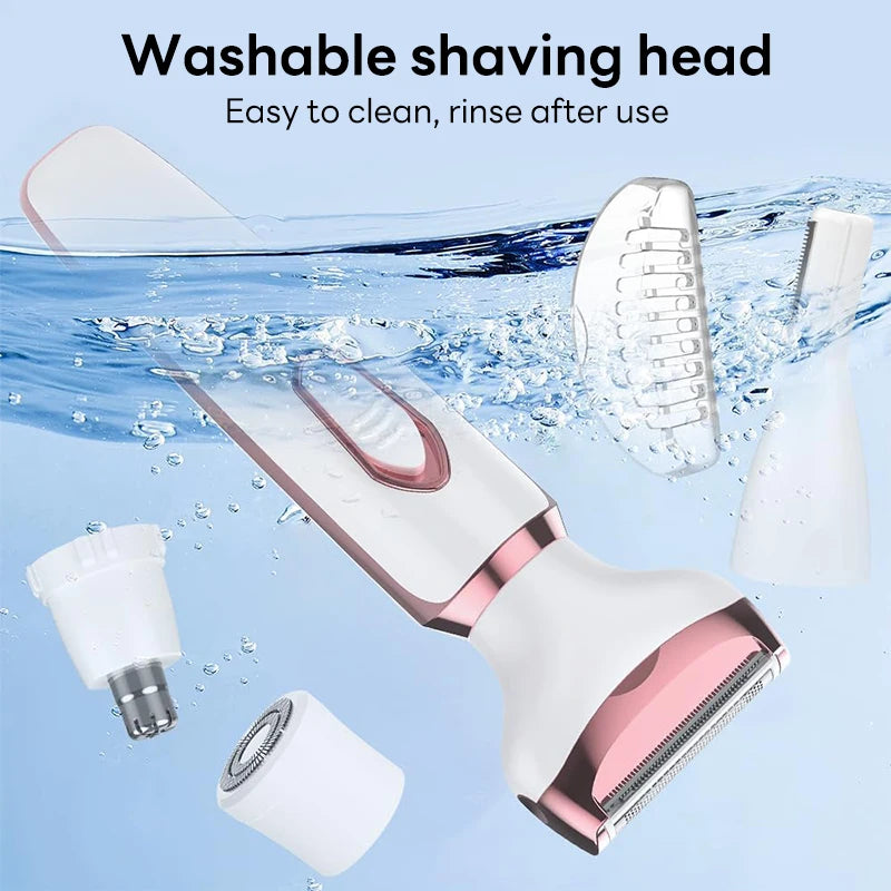 4 In 1 Painless Hair Removal Epilator Rechargeable Trimmer Women Body Razor Face Leg Armpit Bikini Pubic Shaver Hair Remover