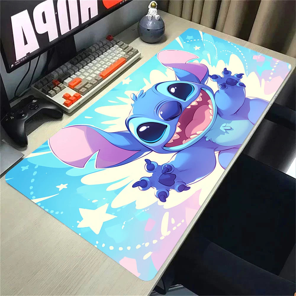 Cute Anime Stitch Mousepad Locking Edge Non-slip Mouse Pad HD Printing Computer Gamers Mausepad XXL Keyboard E-Sports Deskmat