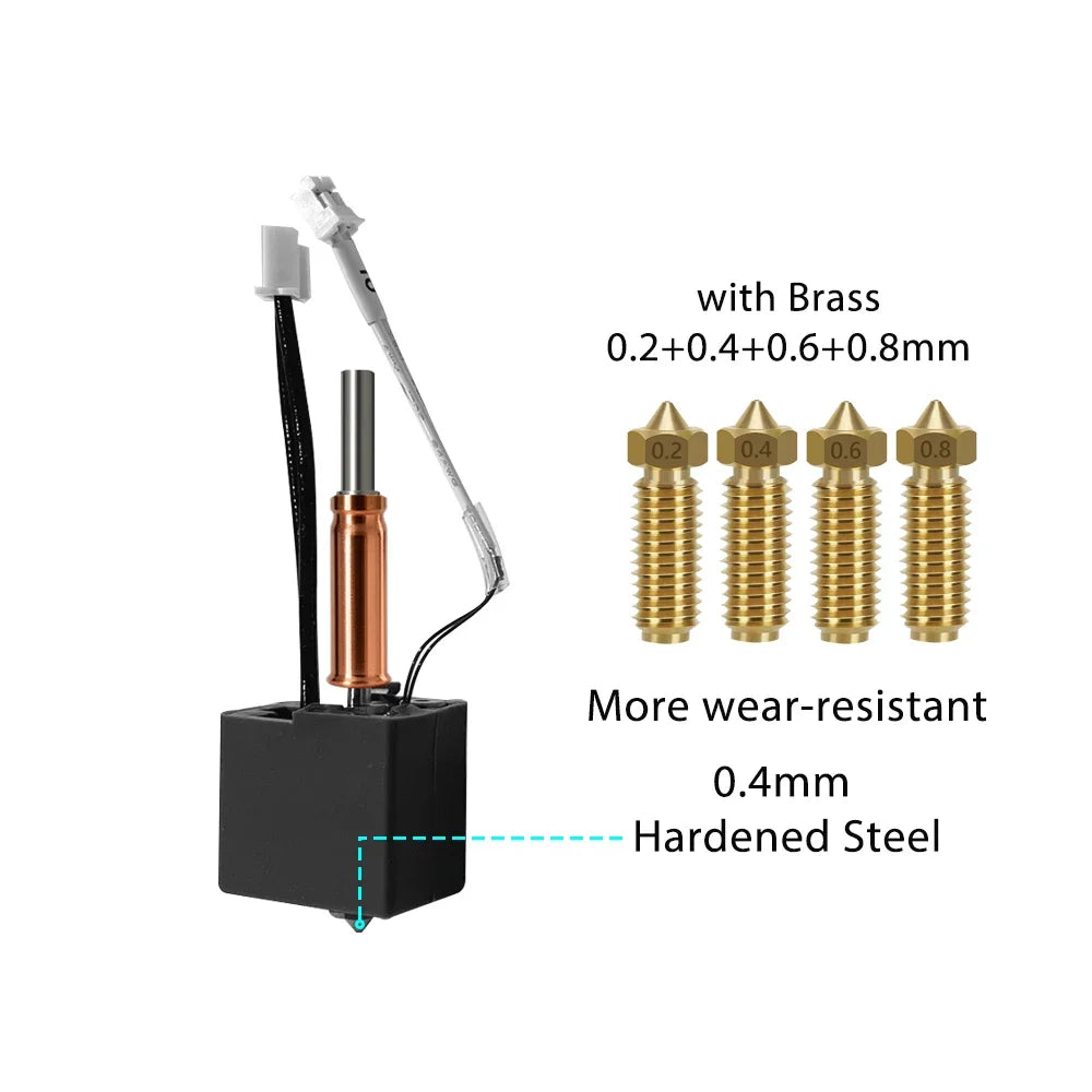 For Anycubic Kobra 3 V2 hotend 0.4mm Hardened Steel Brass Nozzle, Kobra 3 V2 Combo Accessories