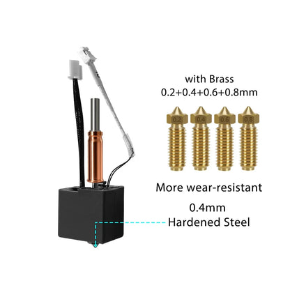 For Anycubic Kobra 3 V2 hotend 0.4mm Hardened Steel Brass Nozzle, Kobra 3 V2 Combo Accessories