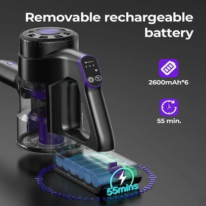 Redroad P6 Ultra 30kPa Cordless Vacuum Cleaner 55mins Runtime Handheld Upright 4in1 Wall-Mounted 3 Nozzles for Home Family Car