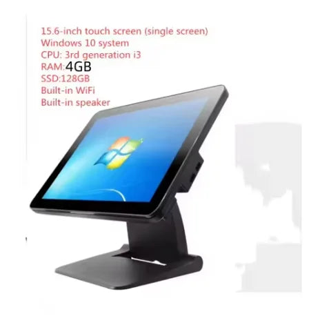 NEW 15.6 Inch Touch Screen Desktop POS Terminal Cash Register POS System All in One Windows 10 Support Folding PC I3 RAM 8GB