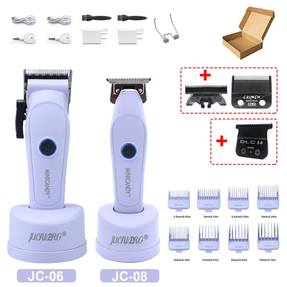 JUCAI MINICANDY JC08 Men's Hair Clipper DLC Zero Gapped Brushless Motor with Base Charger Professional Trimmer Finishing Machine