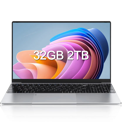 LENO NEW 15.6" Portable Laptop Intel 6500Y 32GB RAM 2TB SSD 5000mAh Office Windows11 Notebook PC Gamer with Backlit Fingerprint
