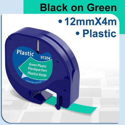 91200 91331 Compatible for Dymo Letra Tag Plastic Tape 12mm*4m Black on White LT 91331 12267 LT 91201 12267 for LT-100H LT-100
