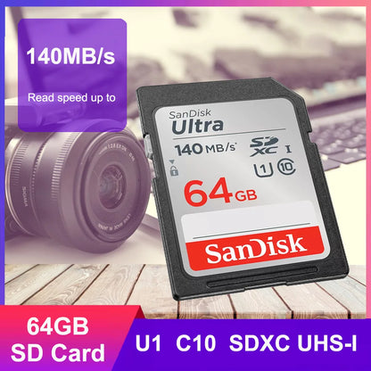 SanDisk Memory Card Extreme SD Card 4K UHD 32GB SDHC 64GB 128GB 256GB SDXC C10 U3 V30 up to 180M/s For 1080p 3D Full HD Camera