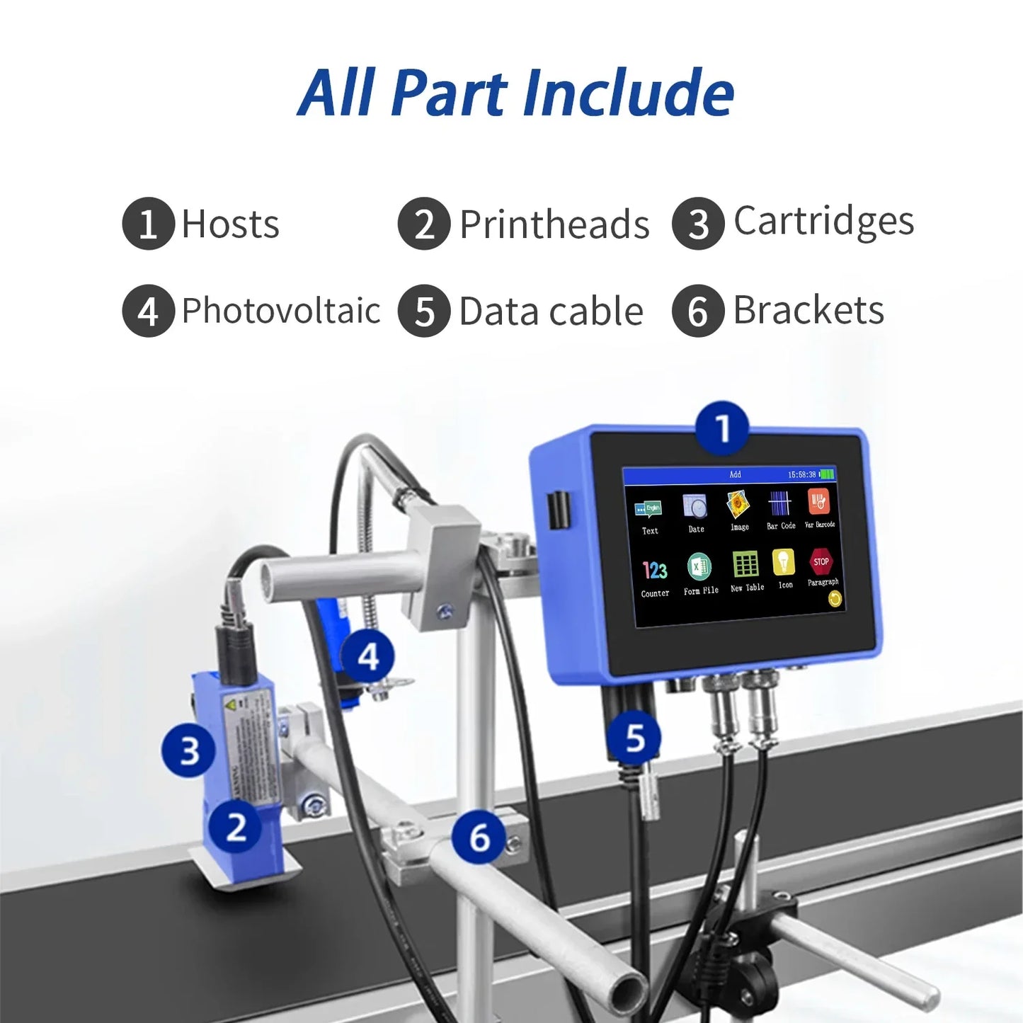 DCODE 130PLUS Industrial Online Inkjet Printer 12.7/25.4mm Nozzle with Plastic Shell QR Barcode Batch Number Logo Date Printer