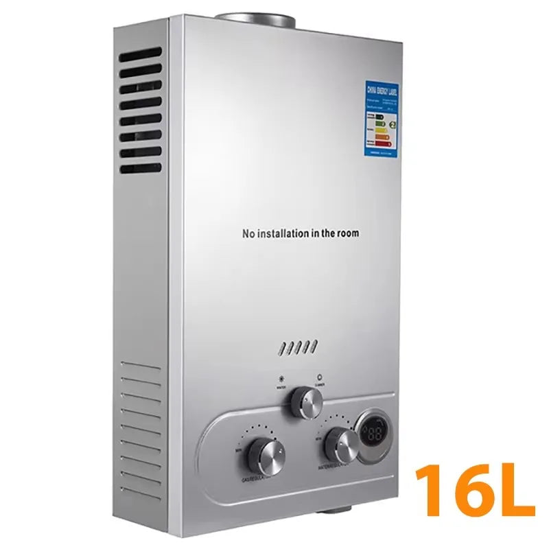 DIVEDEER 8L/12L/16L/18L Domestic Portable Vertical Water HeaterWall Mounted LPG Water HeaterDigital DisplayFast Heating