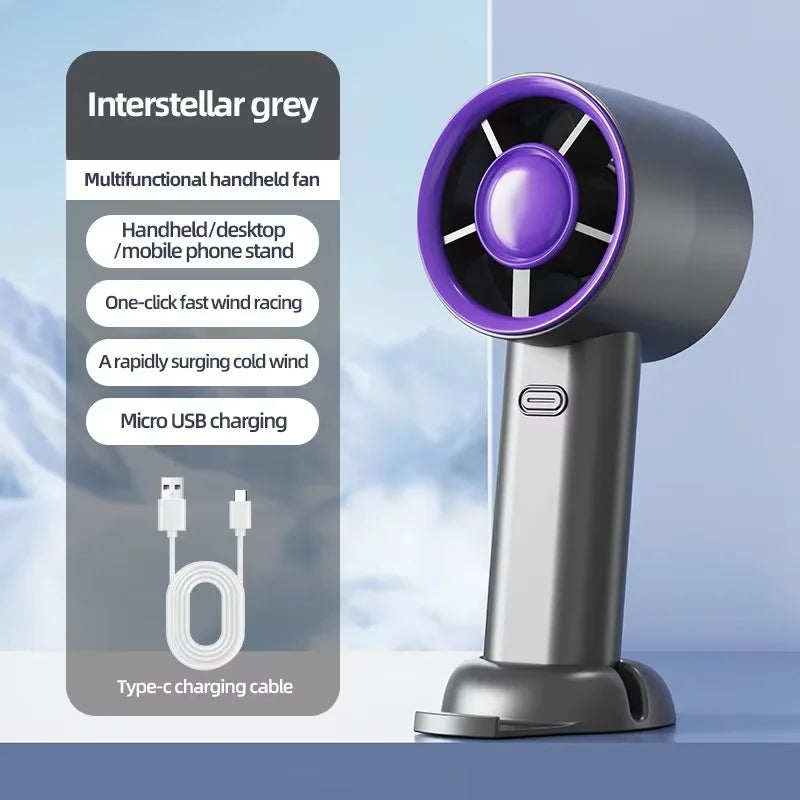 Portable Fan Mini Handheld Rechargeable Bladeless Electric Fan Clip Waist Fan Suitable for Outdoor Ventilation Desktop Small Fan