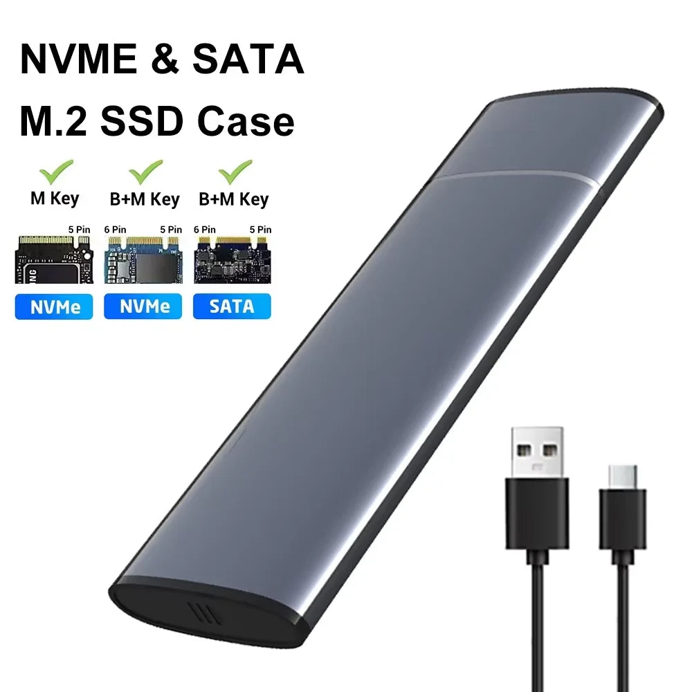 M.2 SATA NVMe Enclosure 10Gbps External SSD Case Type C USB 3.1 Hard Drive Adapter M.2 2230 2242 2260 2280 Storage Box for PC