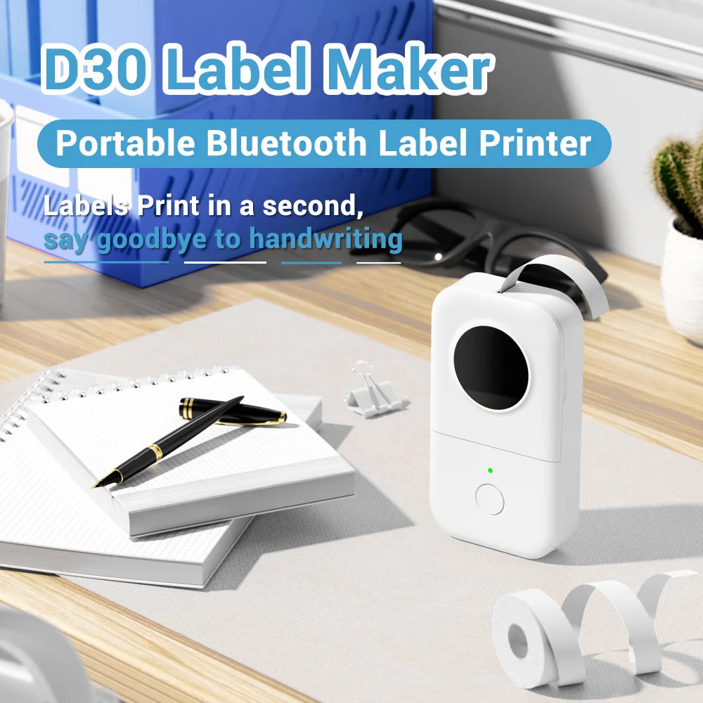 Phomemo D30 Label Printer Mini Printer Pocket Thermal Label Maker Wireless Sticker Pocket Portable Printer Various Label Paper
