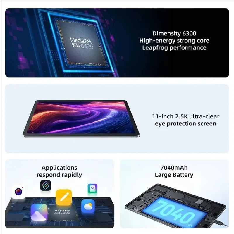 2025 New Global Lenovo Xiaoxin Pad 11 Multi-language Compatible MTK Dimensity 6300 11' 2.5K Screen 7040mAh Android Tablet
