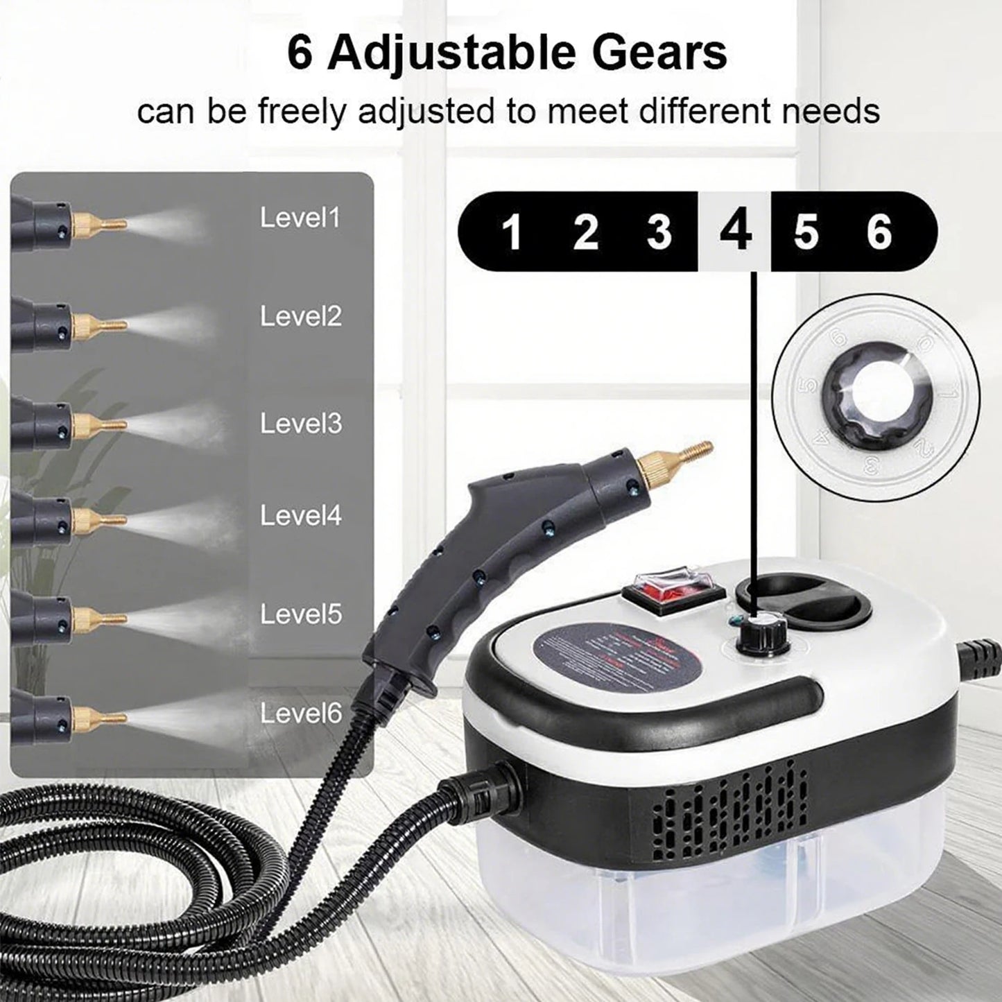 2500W 220V Handheld Steam Cleaner with Brush Heads Portable Home Pressurized High Temperature Cleaning Machine for Furniture Car