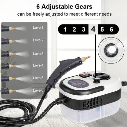 2500W 220V Handheld Steam Cleaner with Brush Heads Portable Home Pressurized High Temperature Cleaning Machine for Furniture Car