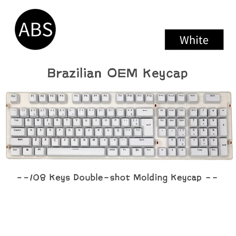 108 Keys Mechanical Keyboard Keycaps Brazilian Abnt2 Layout Keycap OEM Profile ABS Keycaps Double Shot Backlit Minimalism Key Ca