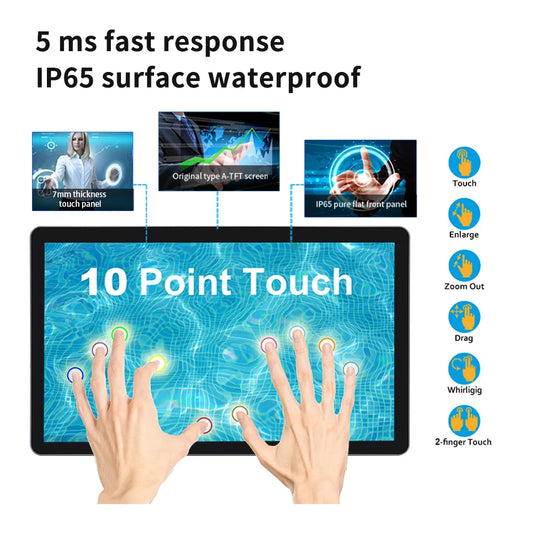 8 To 43 inch Wall mounted PCAP Multi Touch Screen Display Touchscreen Monitor Android 11/12/14 Tablet Industiral All In One Pc